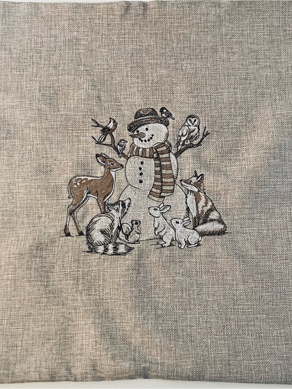 Set of 2 Winter Woodland Embroidered Pillow Covers - Picture 4 of 10